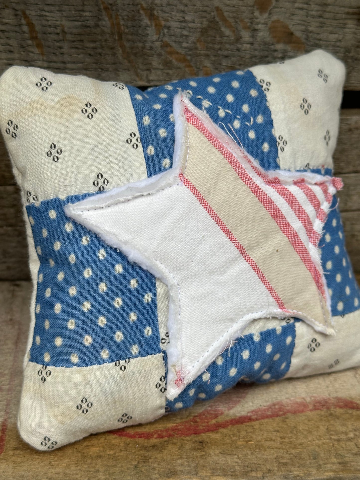 VERY OLD Cutter Quilt Shelf Pillow Layered Star