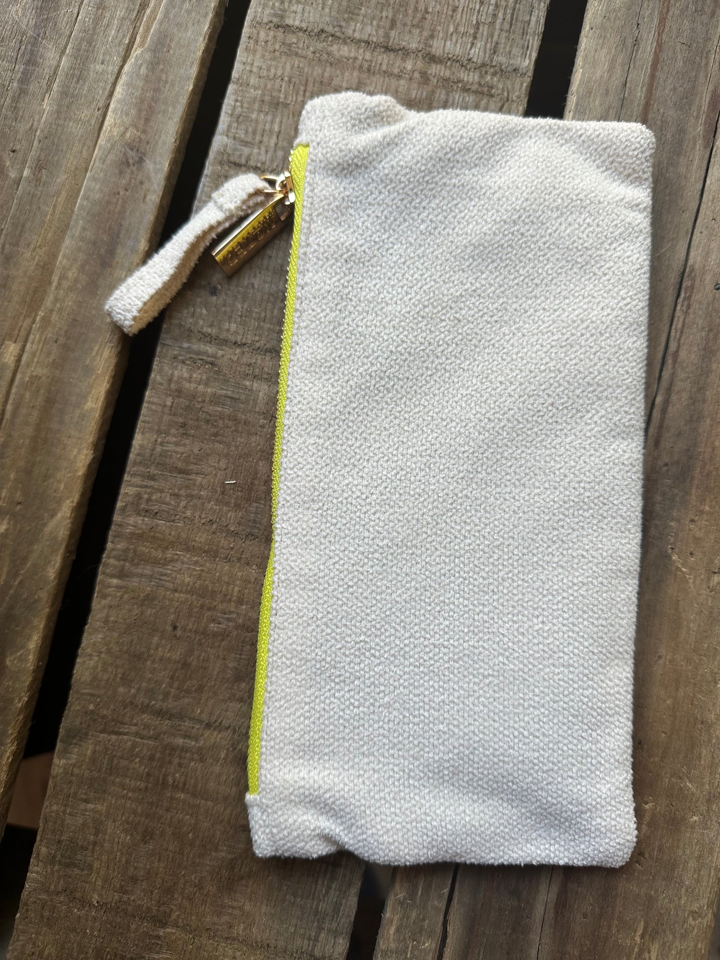 Fabric Repurposed Pouch: good vibes