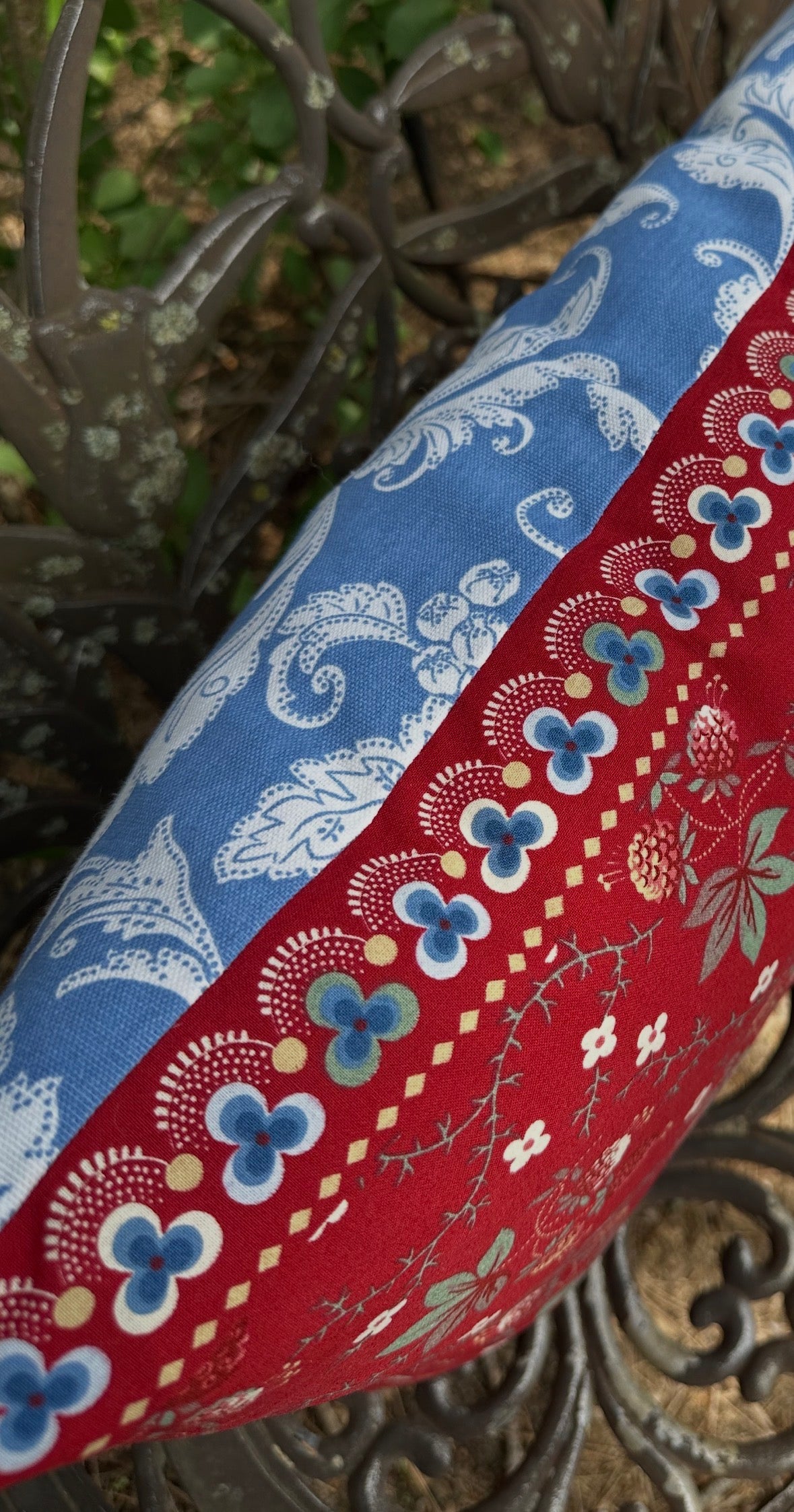 Patriotic RWB Floral Pillow LARGE
