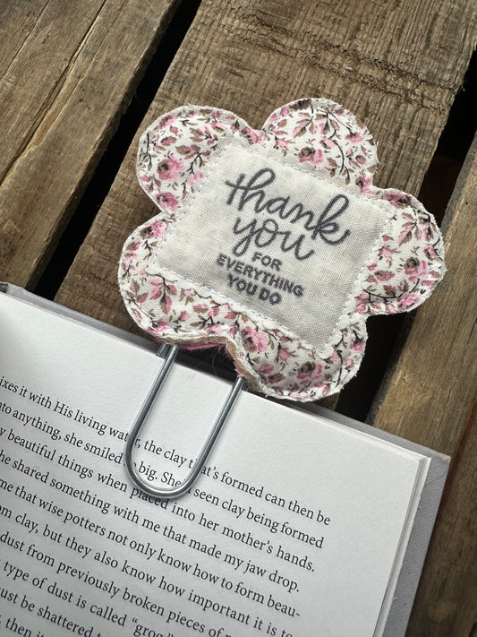 Flower Clip + Patch Bookmark