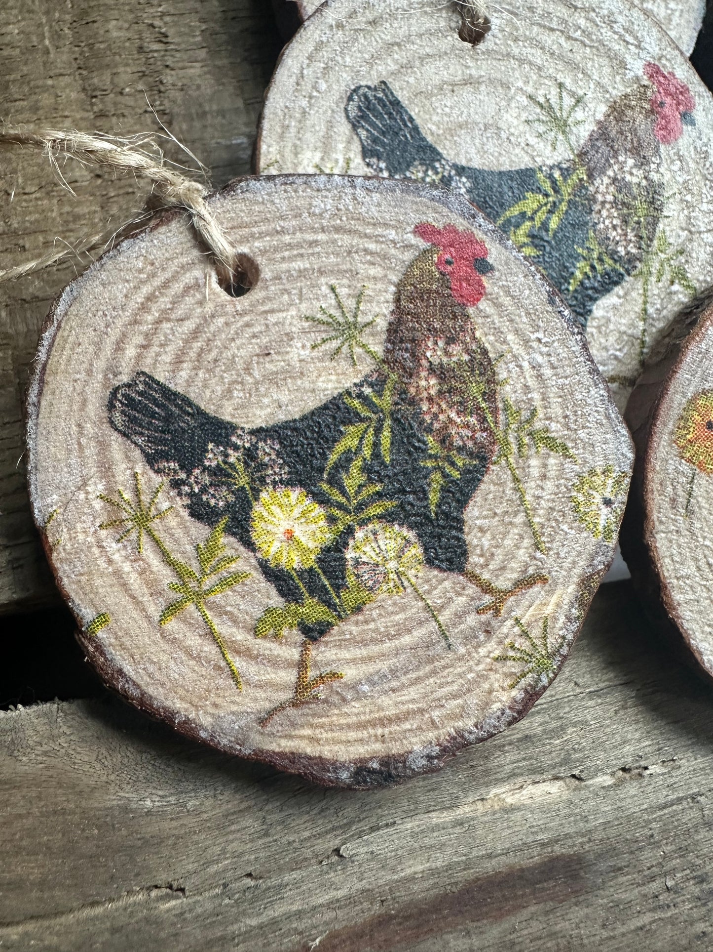 Ornament SET: 2 small Chicken Ornaments