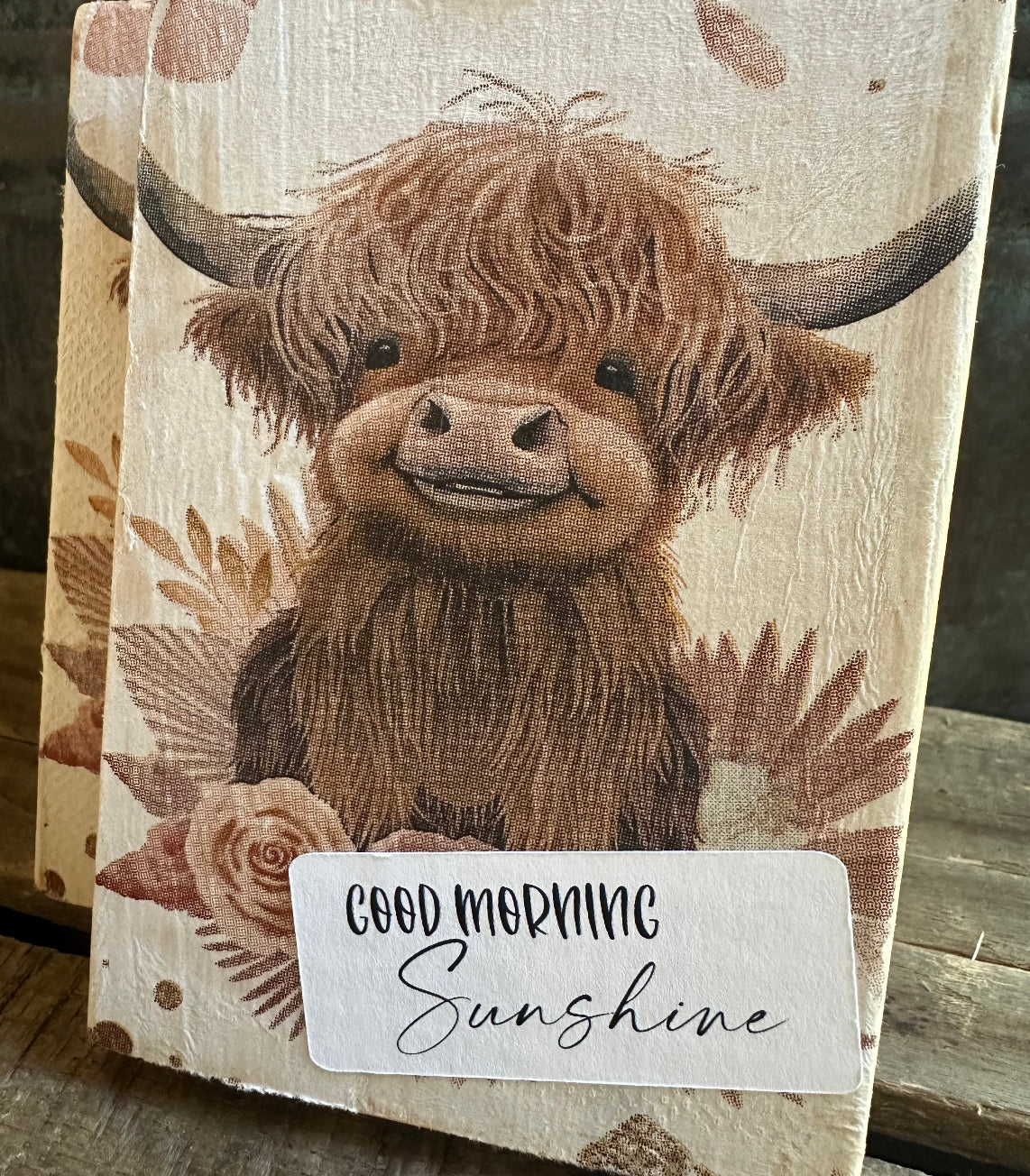 Cute Highland Cow (ONE) Wood Shelf Sitter