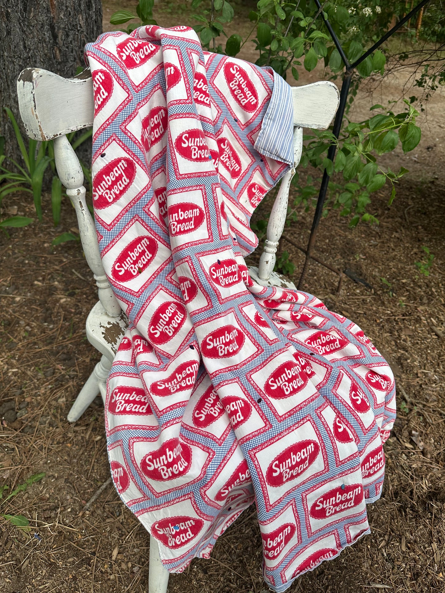 Sunbeam Bread Vintage Print Cabin Blanket- Vintage Find