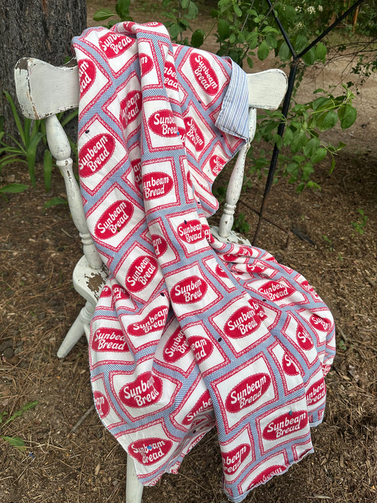 Sunbeam Bread Vintage Print Cabin Blanket- Vintage Find