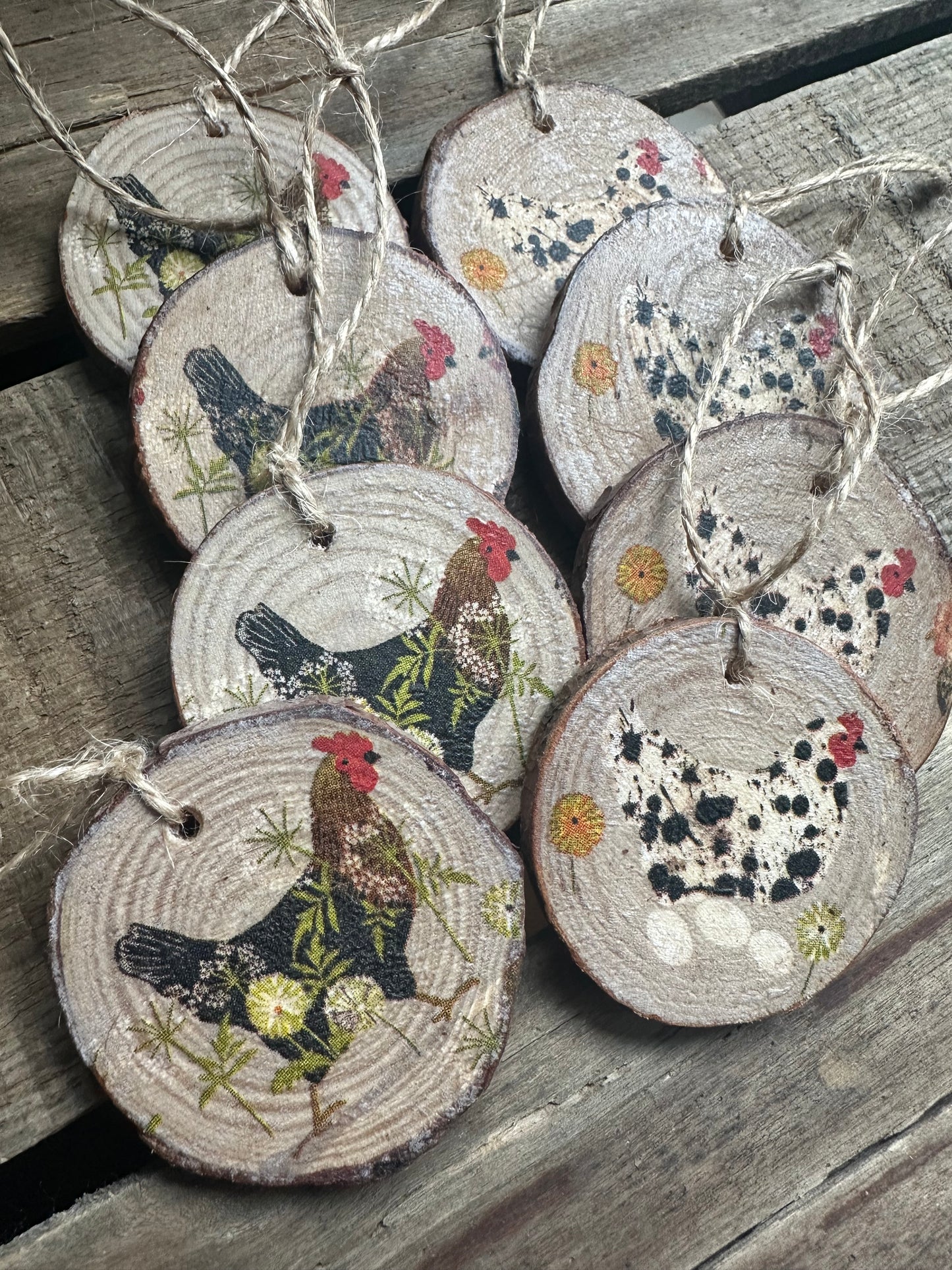 Ornament SET: 2 small Chicken Ornaments