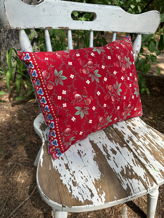 Patriotic RWB Floral Pillow