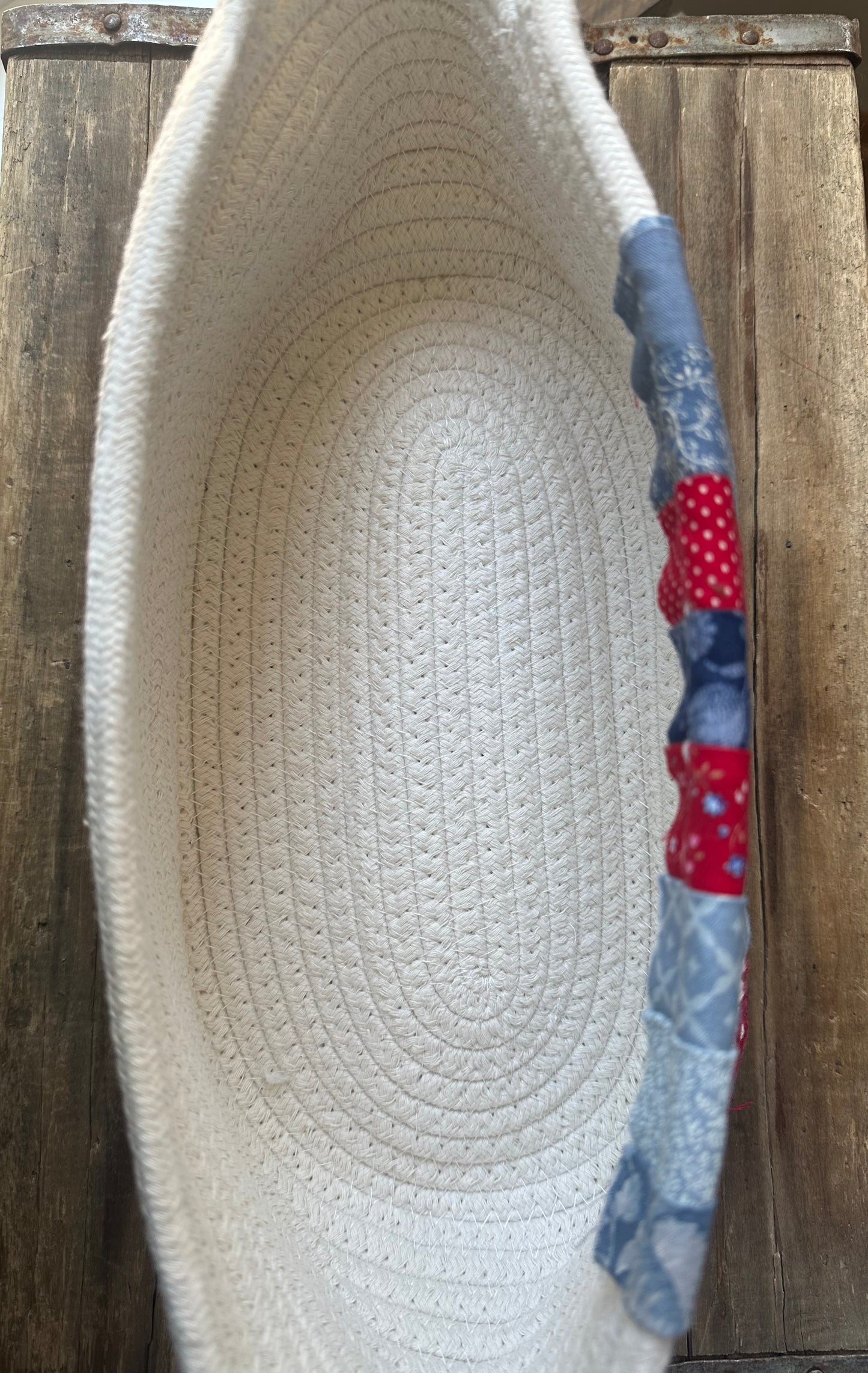 Cotton Woven Basket Hand Stitched Patches