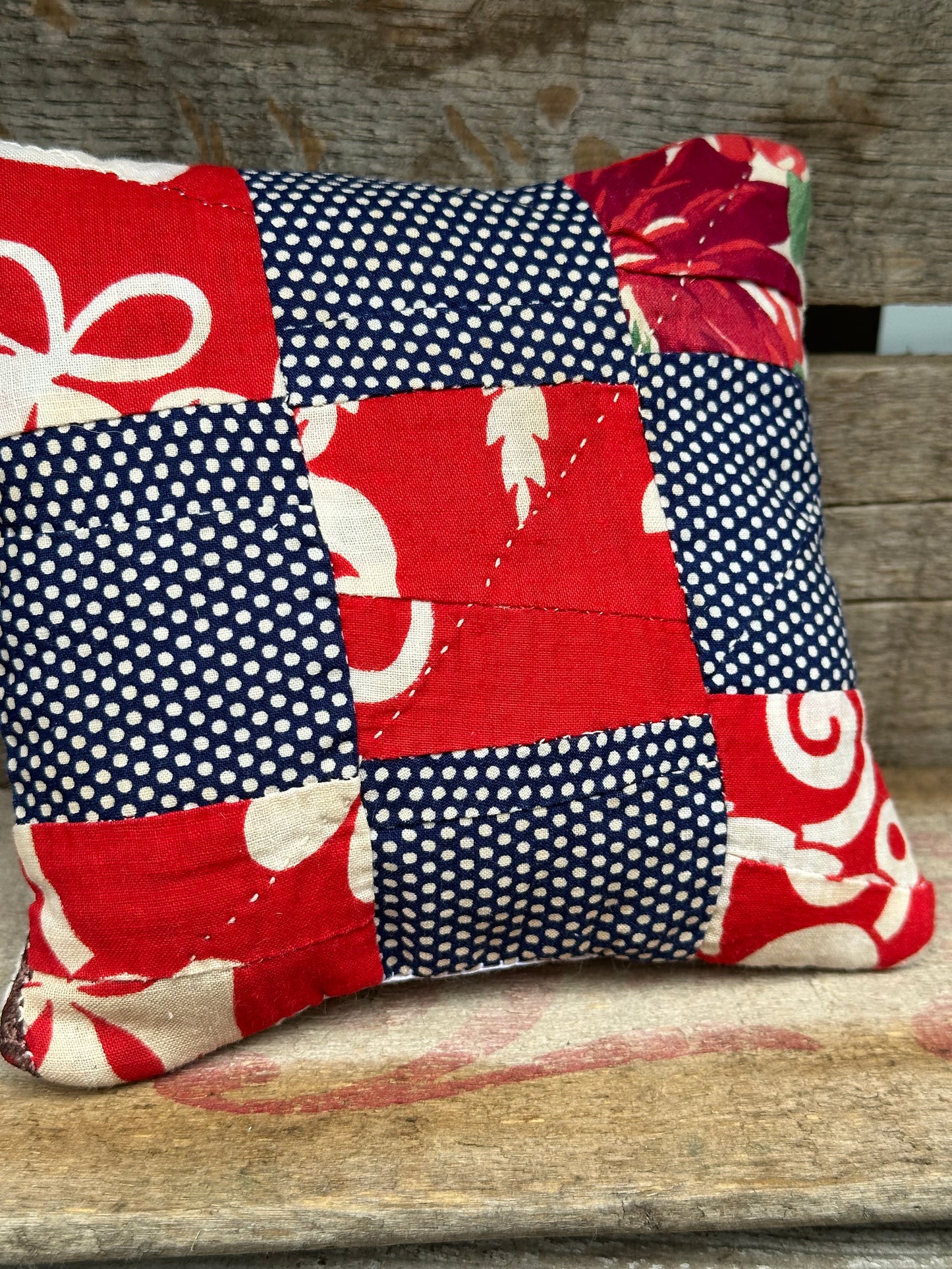 VERY OLD Cutter Quilt Shelf Pillow