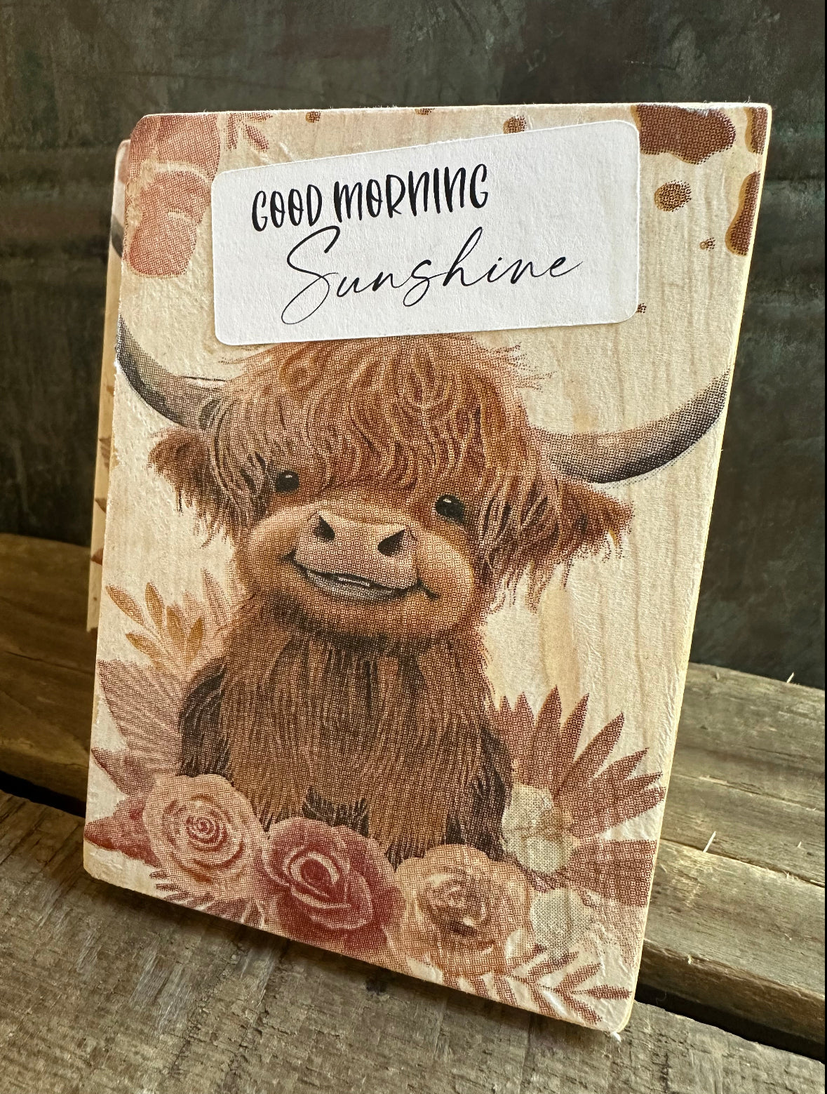 Cute Highland Cow (ONE) Wood Shelf Sitter