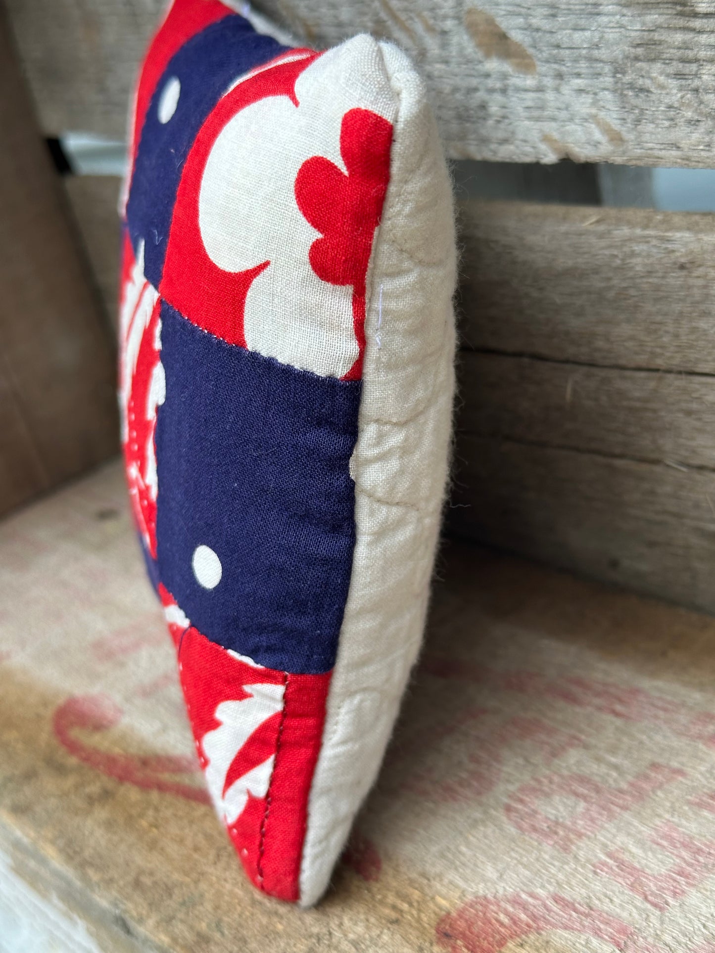 VERY OLD Cutter Quilt Shelf Pillow