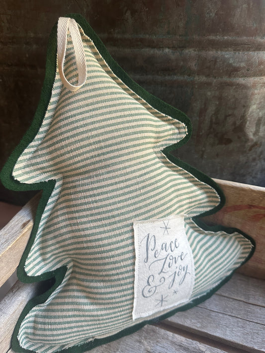 Christmas Tree Hanger Pillow: Peace Love Joy