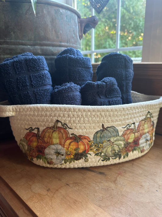 Cotton Woven Basket Decoupaged Fall