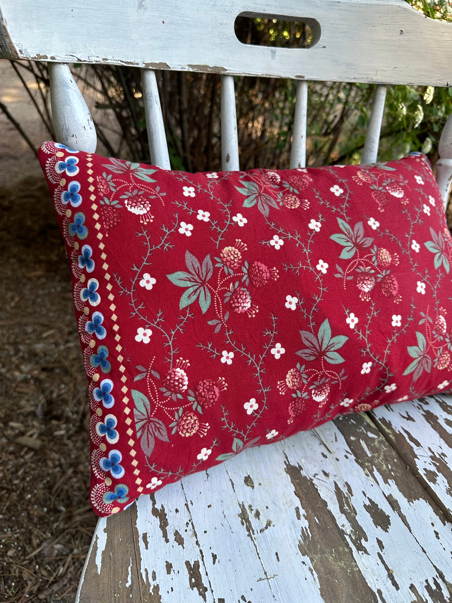 Patriotic RWB Floral Pillow