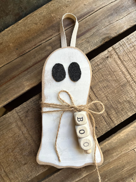Ghost Wood Hanger or Sitter—BOO